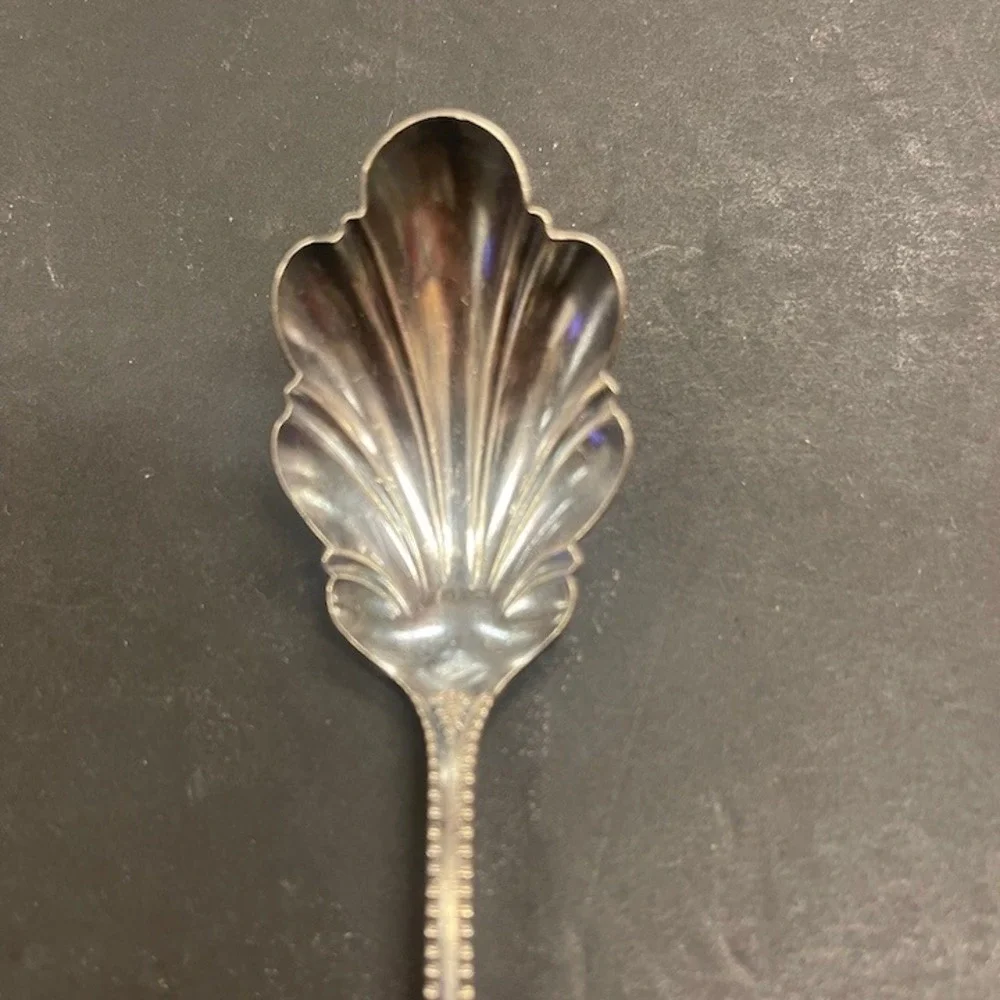 WM Rogers‎ Scalloped Sugar Shell Spoon Antique Beaded Edging ES14